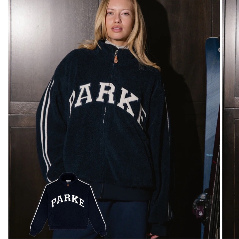 NWT PARKE Sport Stripe Varsity Zip-up Fleece - S/M